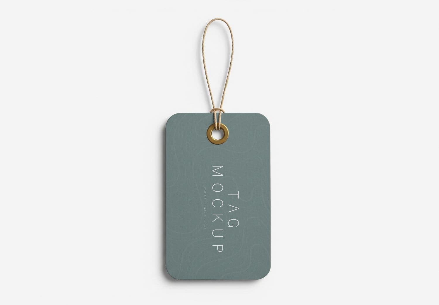 High Quality Product Tag Mockup - Dusty Green with Rope & Gold Eyelet