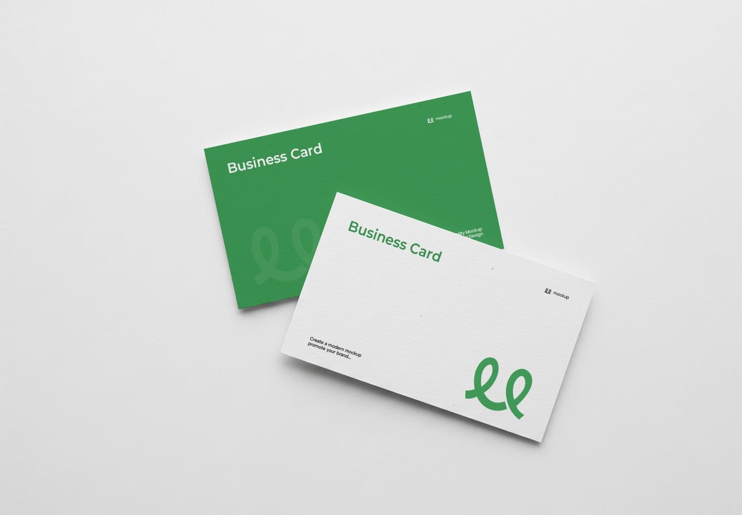 Green & White Business Card Mockup - Minimalist Branding for Modern Professionals