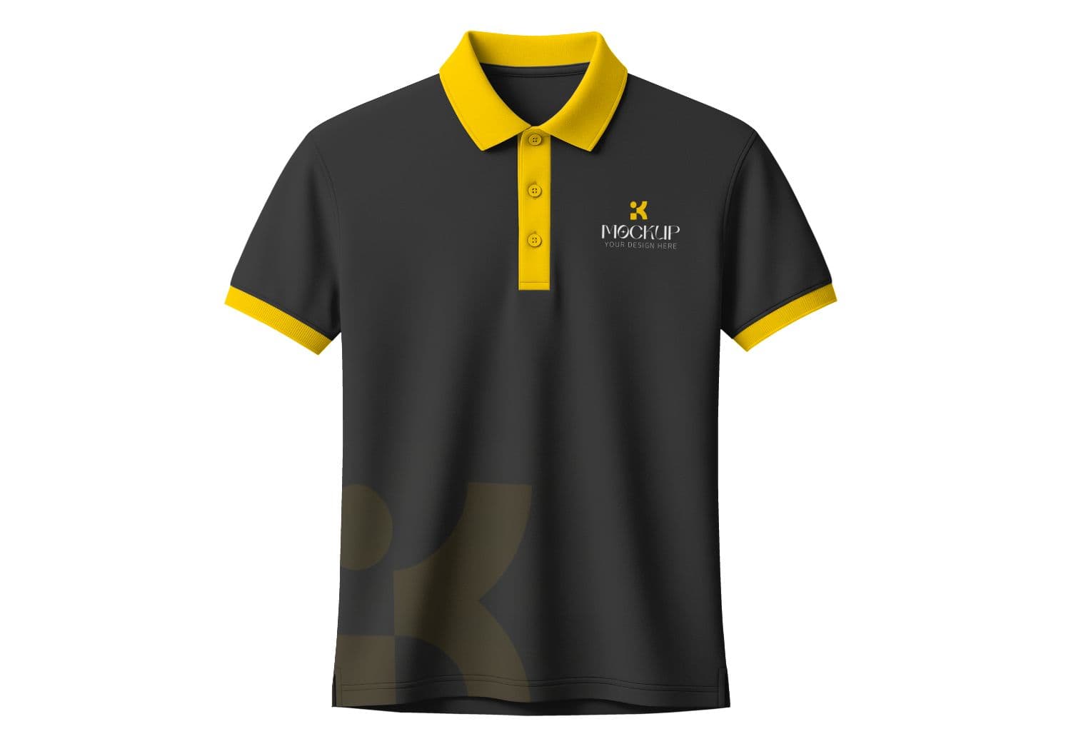 Black Polo Shirt with Yellow Trim Mockup for Branding Designs