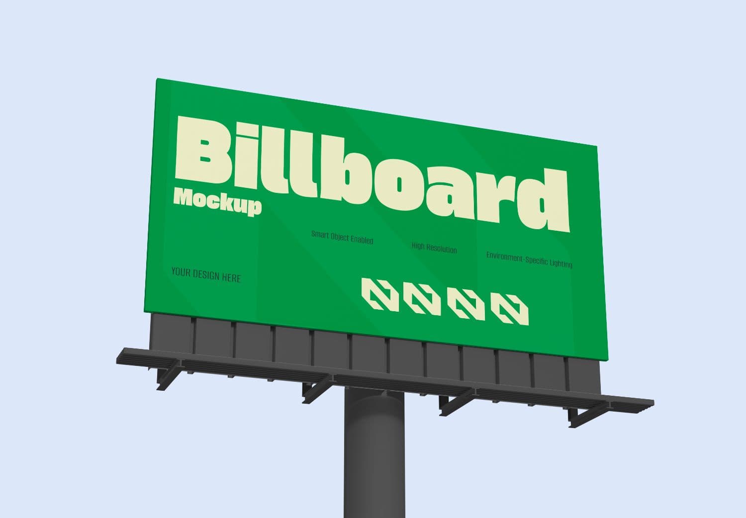 Realistic Green Billboard Mockup for Outdoor Advertising
