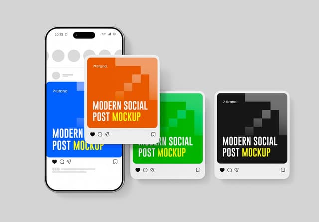 Modern Social Post Mockups for iPhone Display