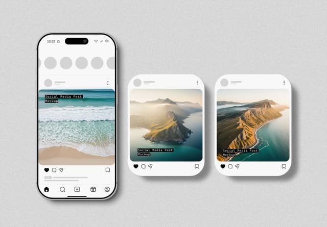 iPhone Social Media Post Mockup Set