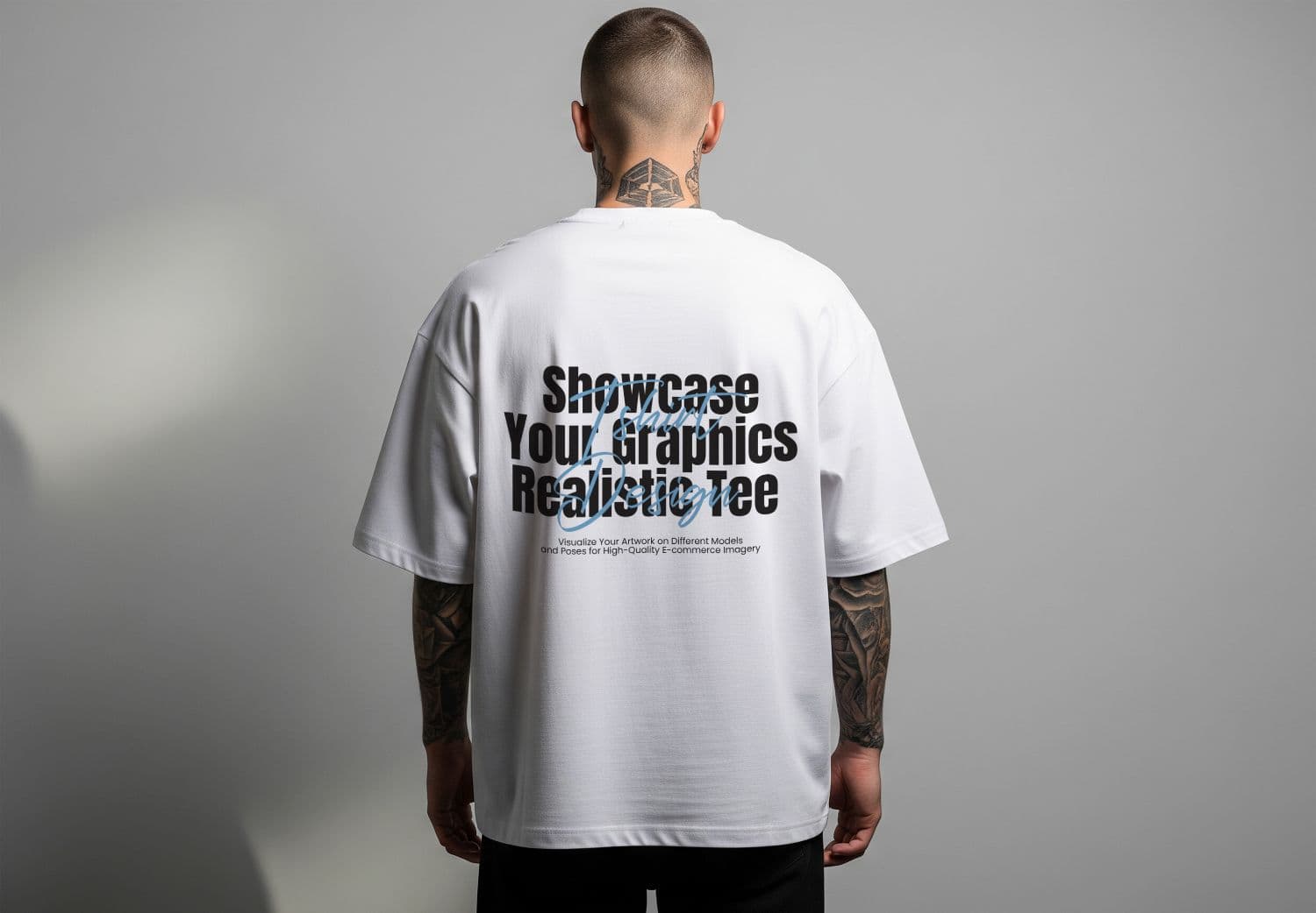Realistic White T-Shirt Back View Mockup