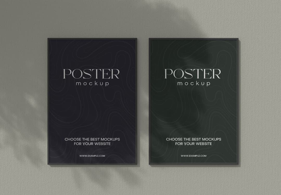 Dark Wavy Wall Poster Mockup | MockupHive