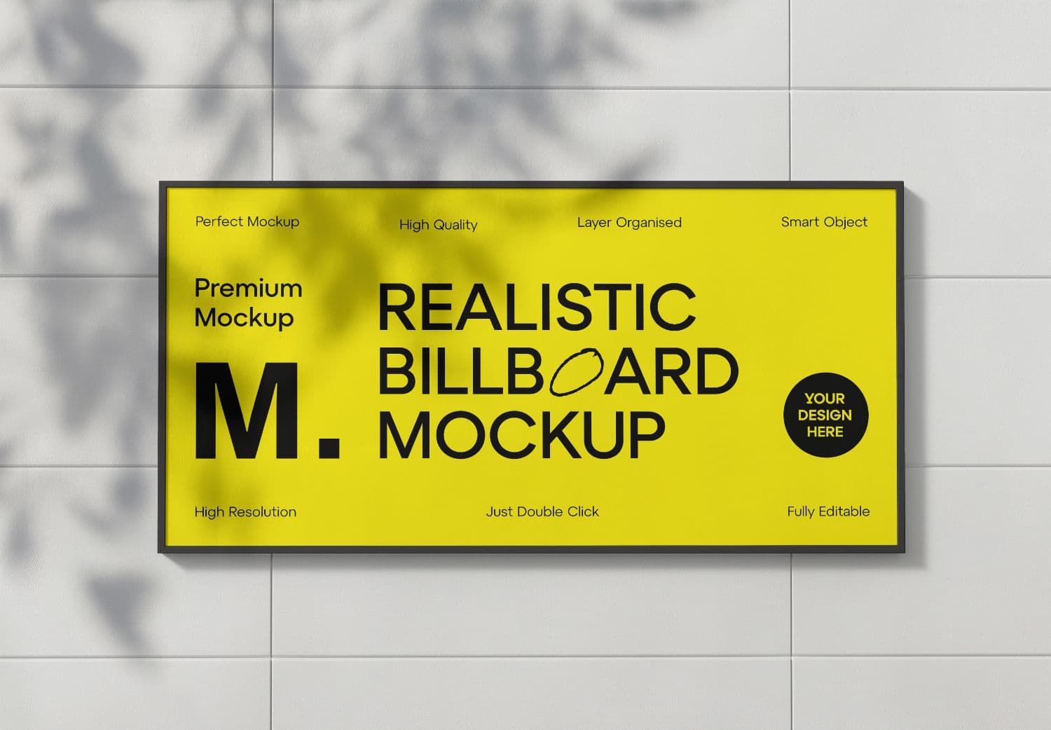 Realistic Yellow Billboard Mockup Display