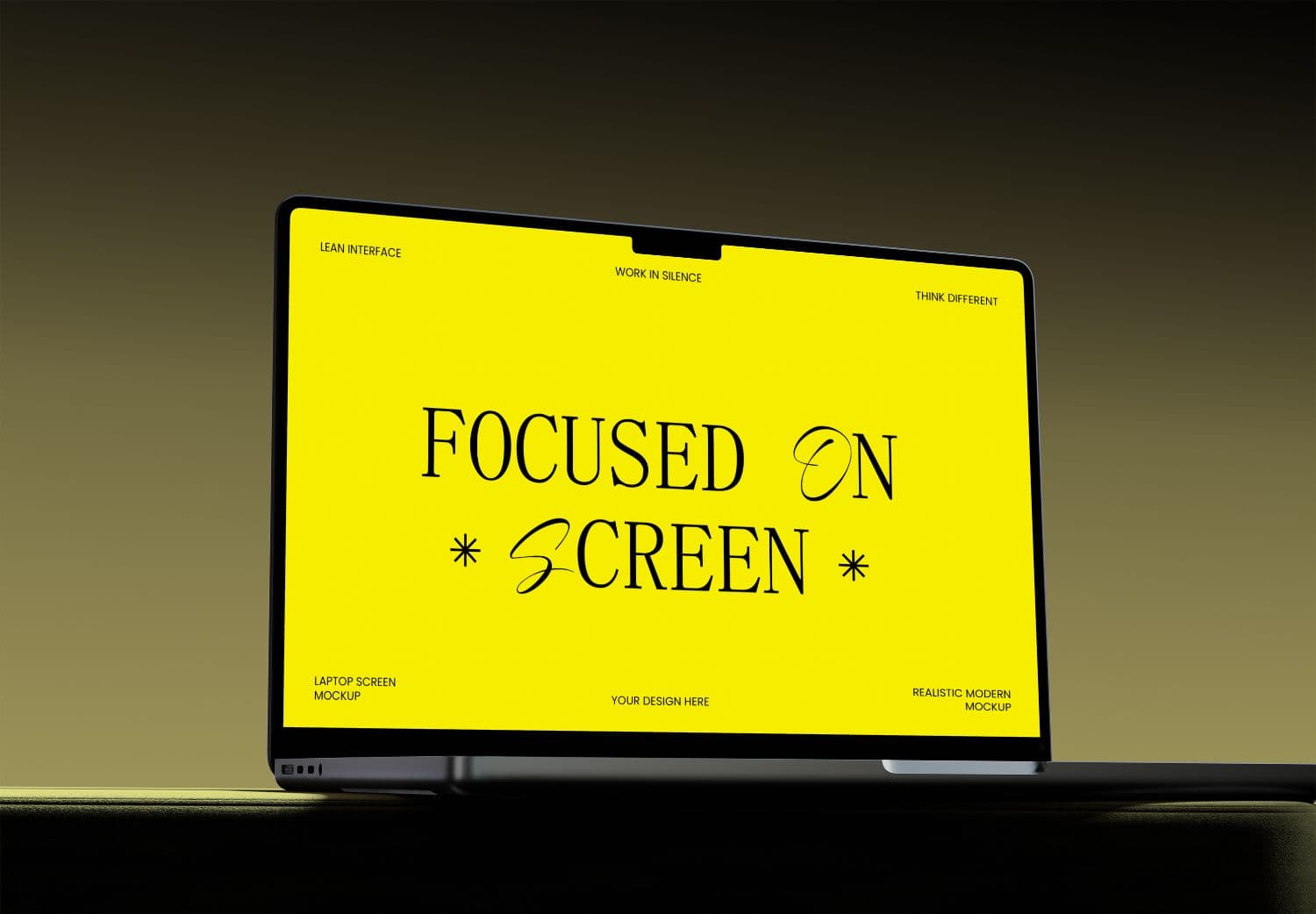 Bold Yellow Laptop Screen Mockup Design