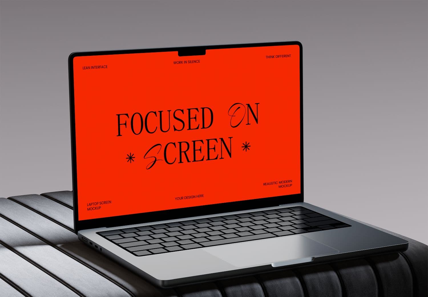 Vibrant Red Laptop Screen Mockup Template