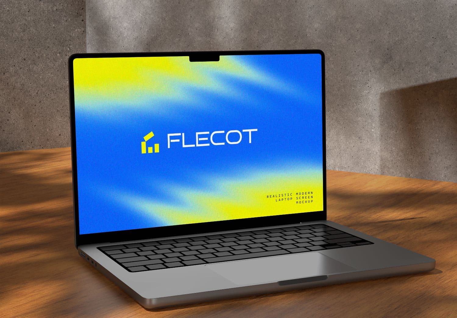 Modern Laptop Mockup with FLECOT Brand Display