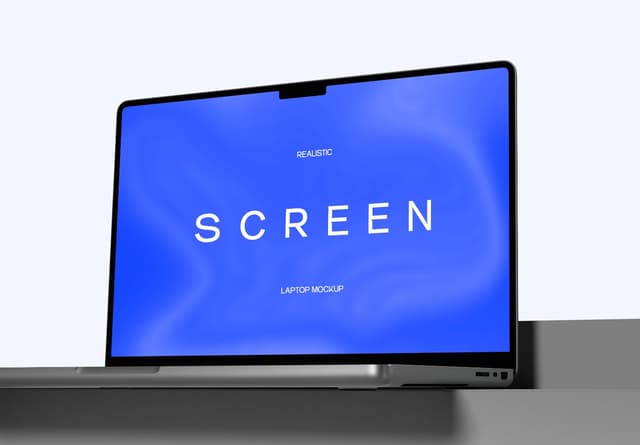 Realistic Blue Laptop Screen Mockup for Web Designers
