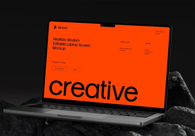 Vibrant Orange Laptop Screen Mockup Design