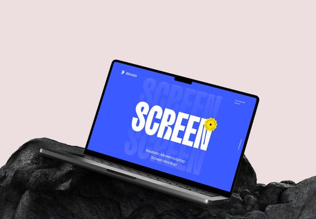 Bold Blue Laptop Screen Mockup Design