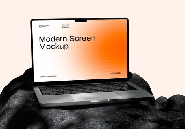 Modern Orange Screen Laptop Mockup