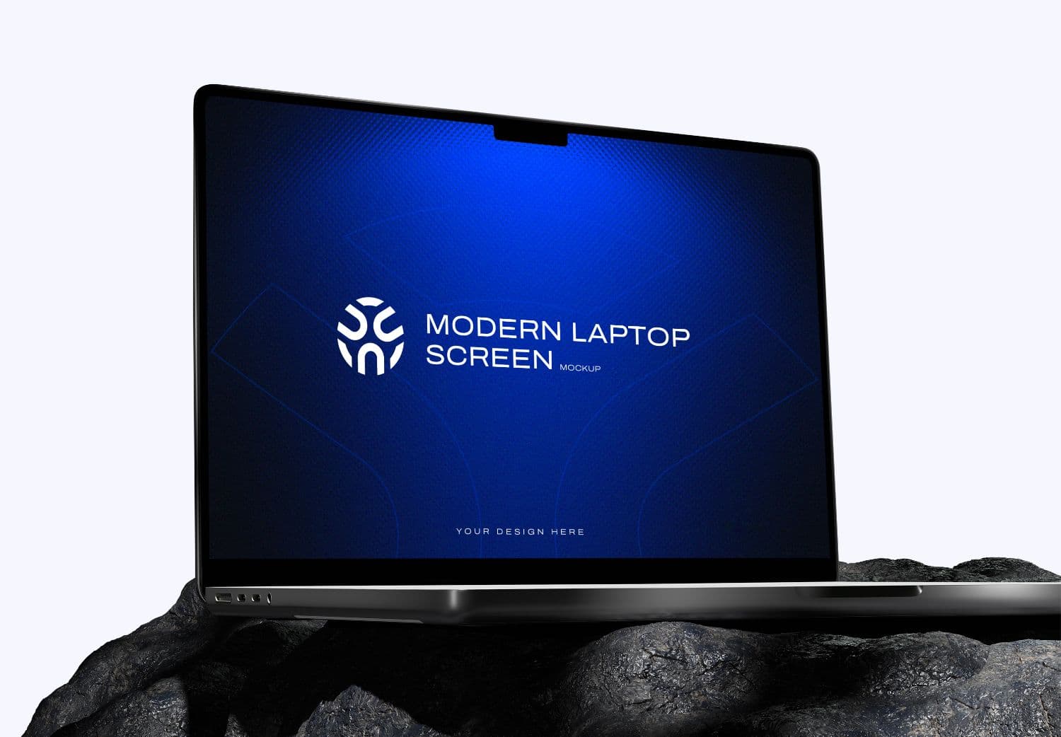 Sleek Blue Modern Laptop Screen Mockup | MockupHive
