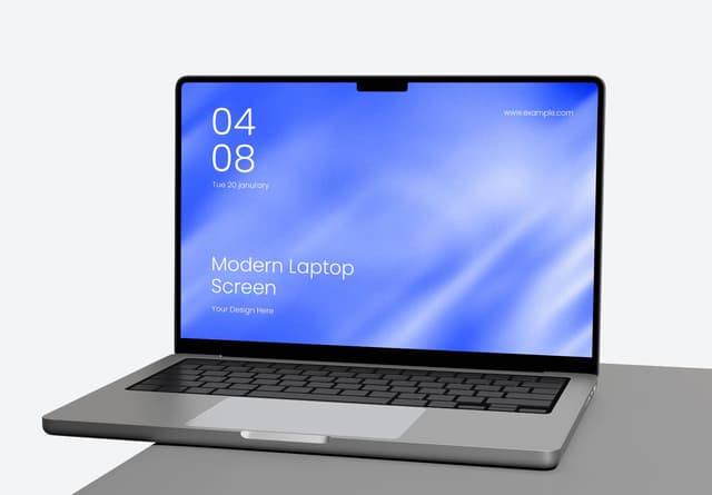 Modern Silver Laptop Screen Mockup for Digital Projects