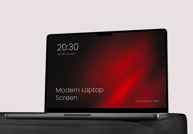 Dark Red Modern Laptop Screen Mockup for Designers