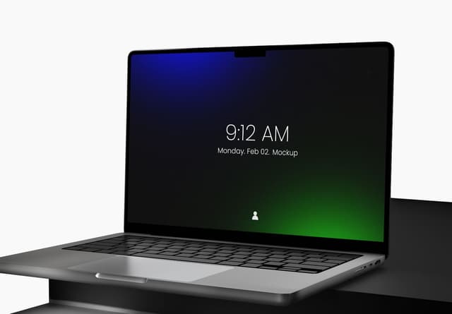 Realistic Silver Laptop Mockup Display Screen