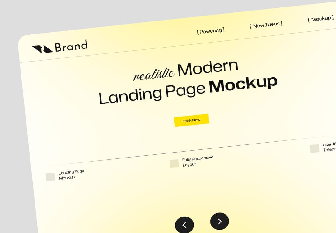Realistic Modern Landing Page Mockup for Designers | MockupHive