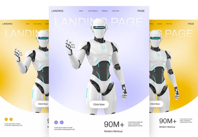Modern Robot Landing Page Mockup