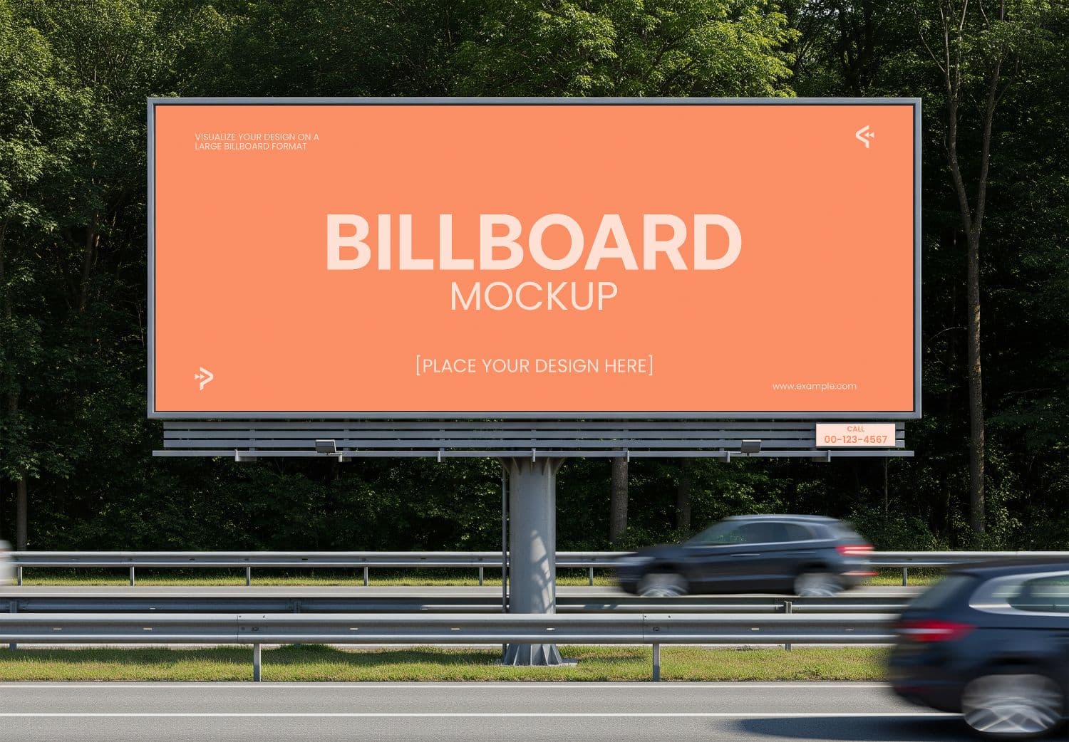Highway Forest Billboard Mockup PSD for Outdoor Advertising