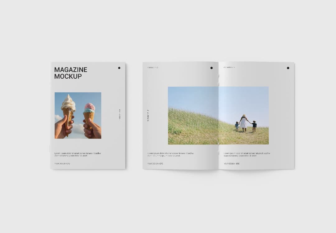 A4 Magazine Mockup – Open Spread View