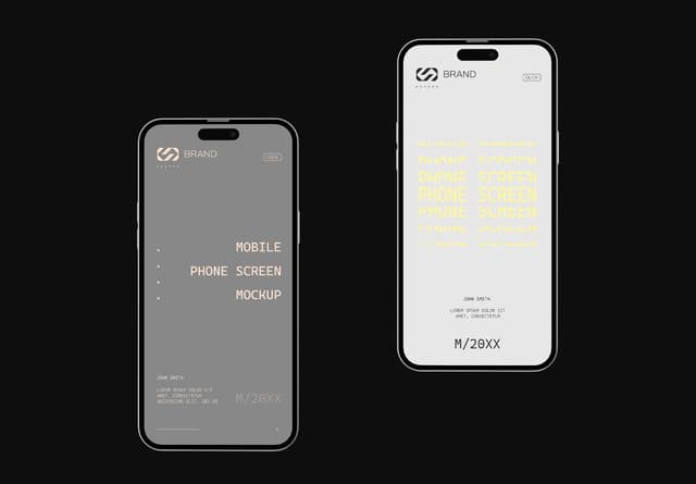Dual iPhone Screen Mockup Black Background Brand
