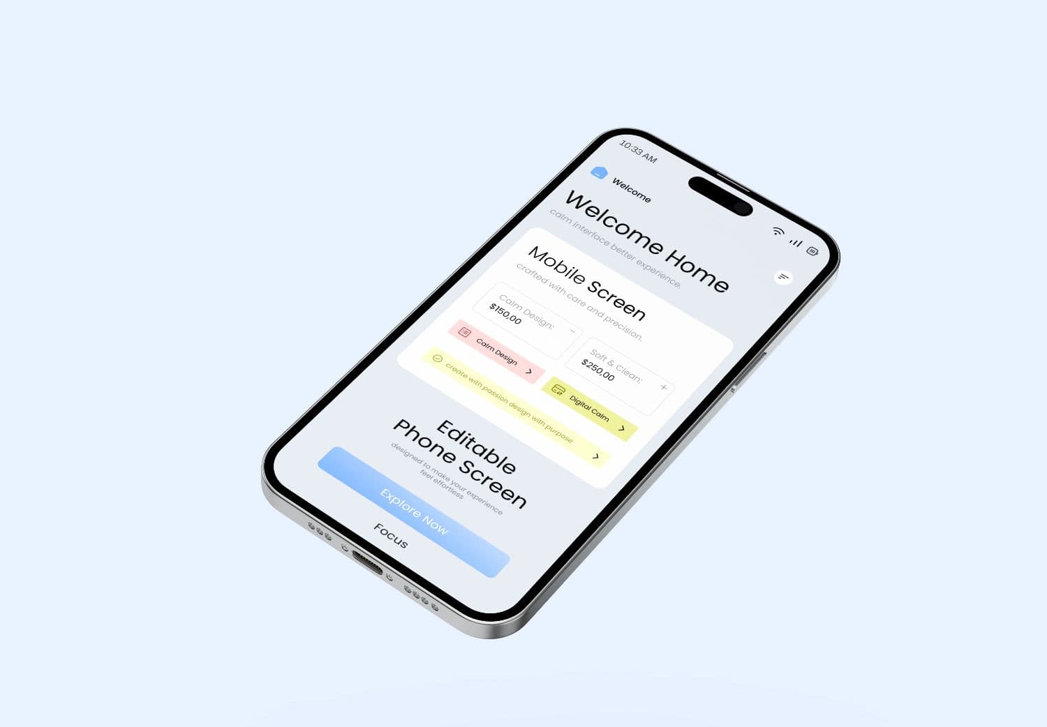 iPhone Mobile Screen Mockup UI Design Display