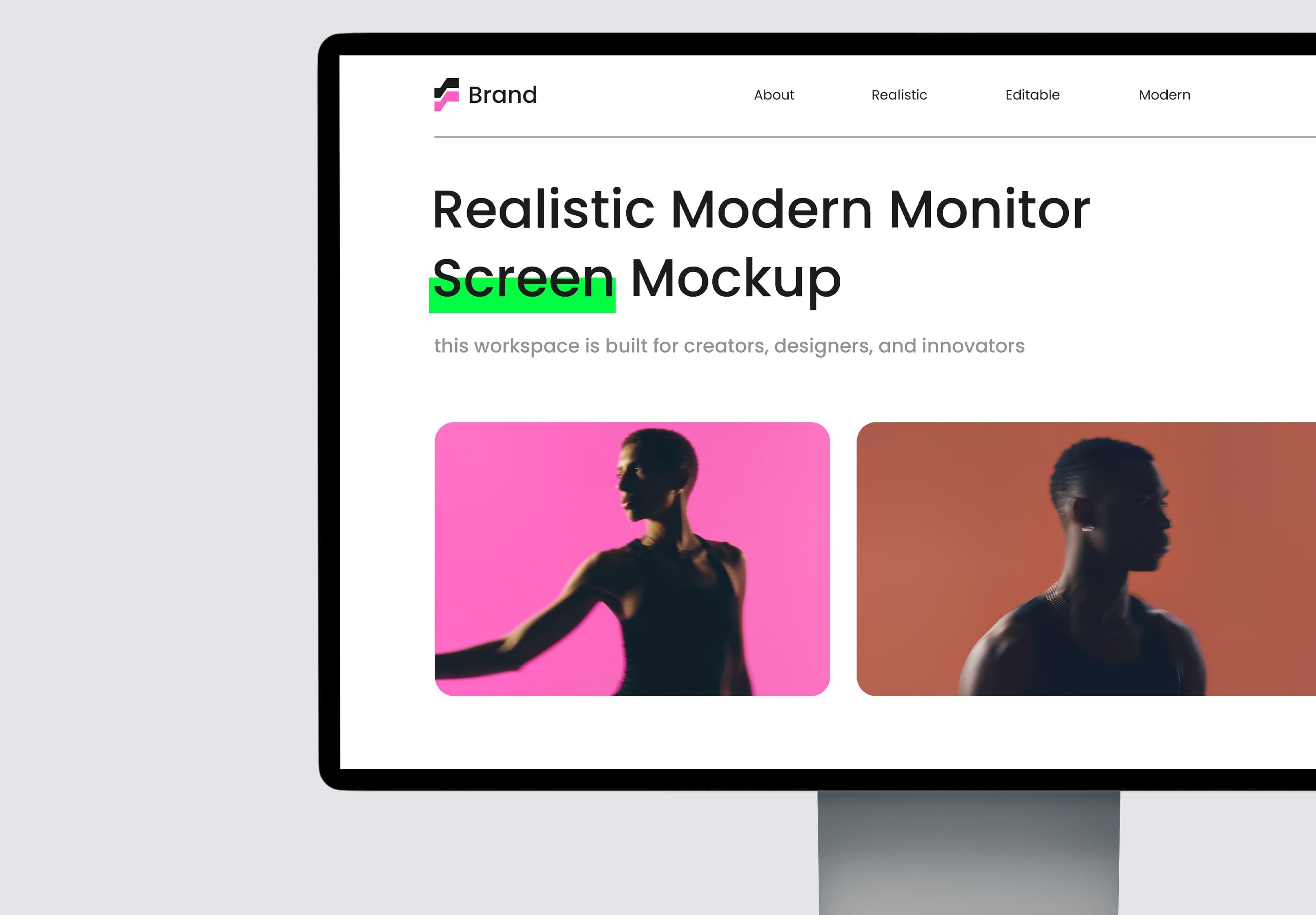 Realistic Modern Monitor Screen Mockup Desktop