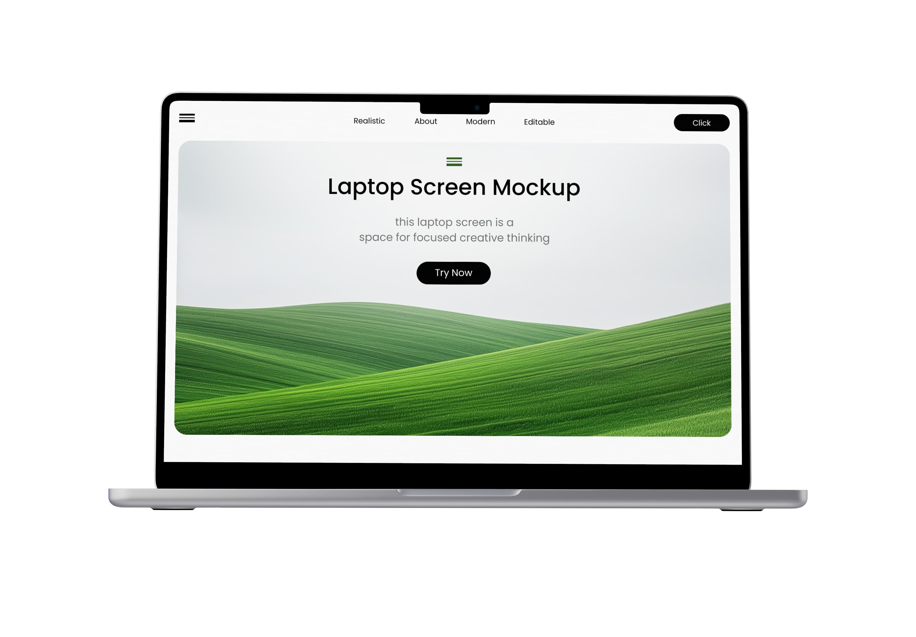 Clean Laptop Screen Mockup for Website UI Designs