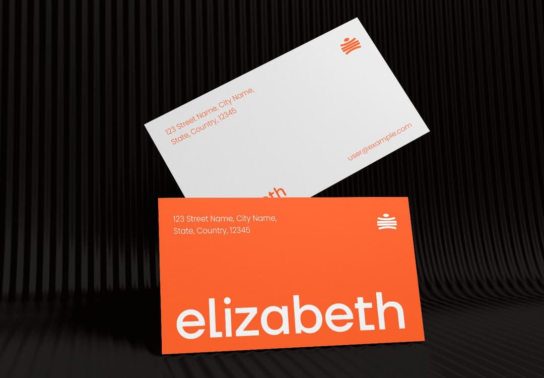 Minimalist Business Card Mockup Orange White Dark | MockupHive