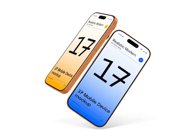 iPhone 17 Pro Max Dual Phone Gradient Screen Mockup