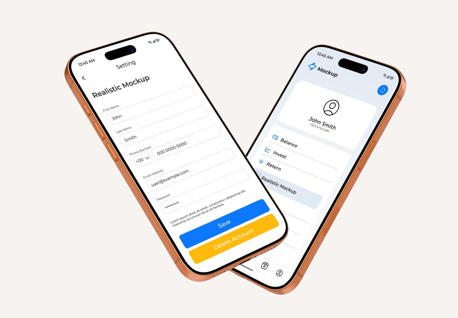 Apple iPhone 17 Pro Max Mockup with Dual Angled Screens
