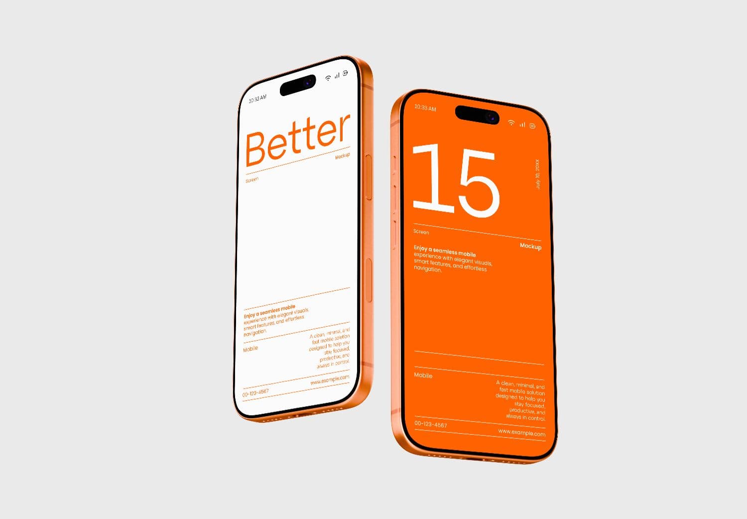 Orange iPhone 17 Pro Dual Angle Mockup PSD