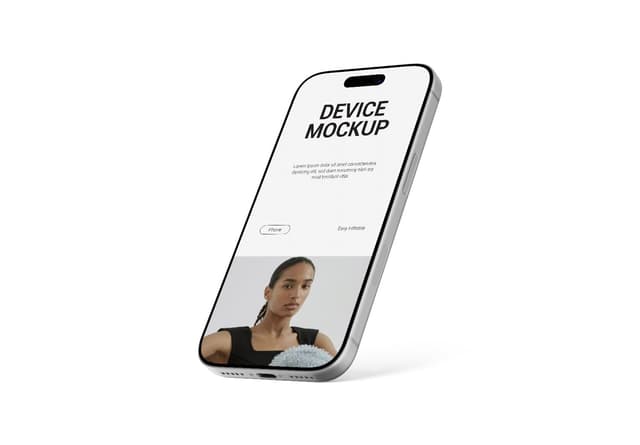 Realistic Silver iPhone Device Mockup Angled View
