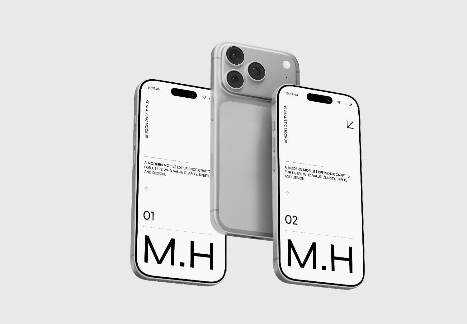 iPhone 17 Pro Triple View Mockup – Front, Angle & Back