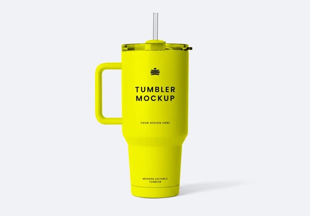 Yellow Insulated Tumbler Mockup