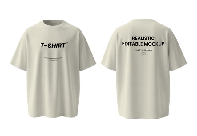 Front and Back Oversized T-Shirt Mockup