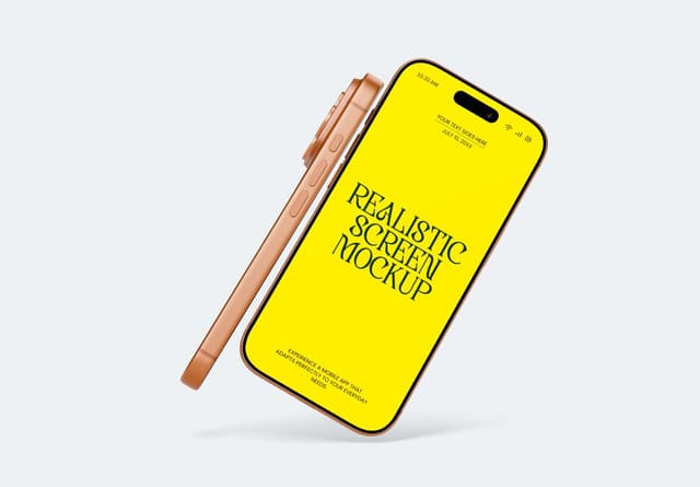 iPhone 14 Pro Copper Frame Screen Mockup