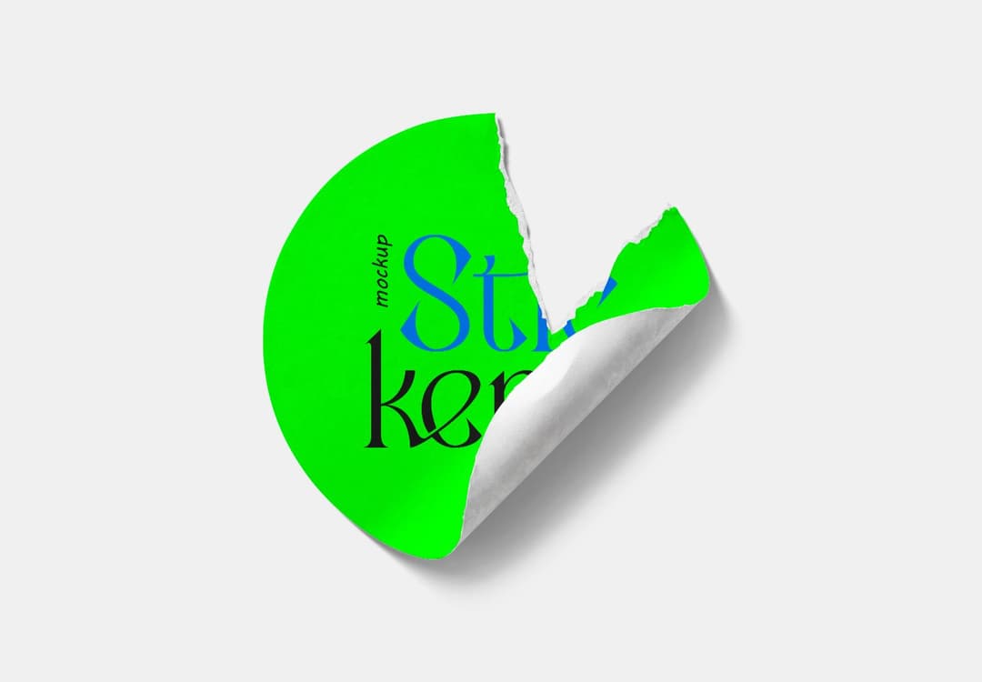Torn Round Sticker Mockup | MockupHive