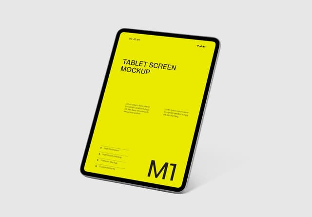 Minimal Yellow Tablet Screen Mockup