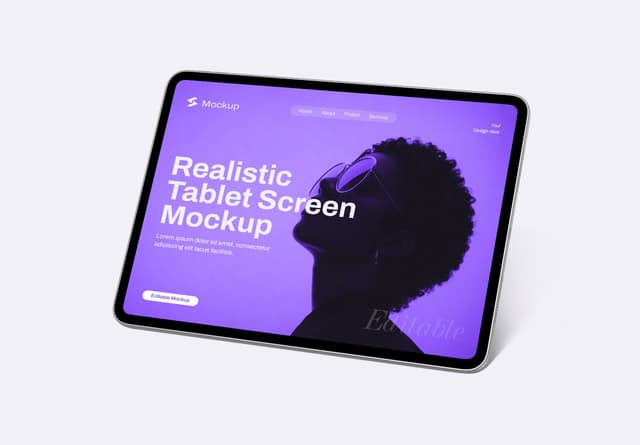 Realistic Tablet Screen UI Mockup