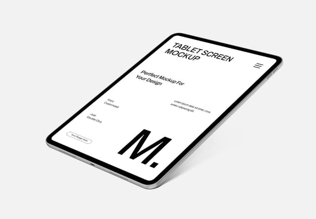 Angled Apple iPad Tablet Screen Mockup