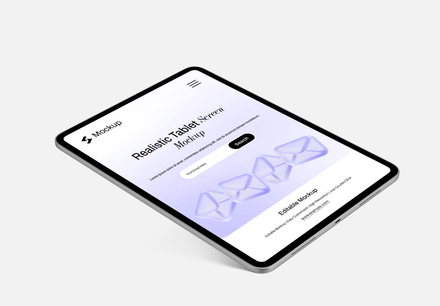 Angled Apple i-Pad Tablet Screen Mockup