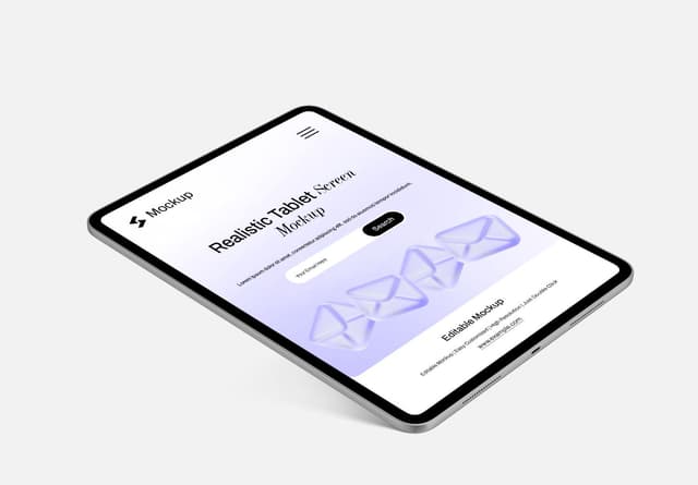 Angled Apple i-Pad Tablet Screen Mockup