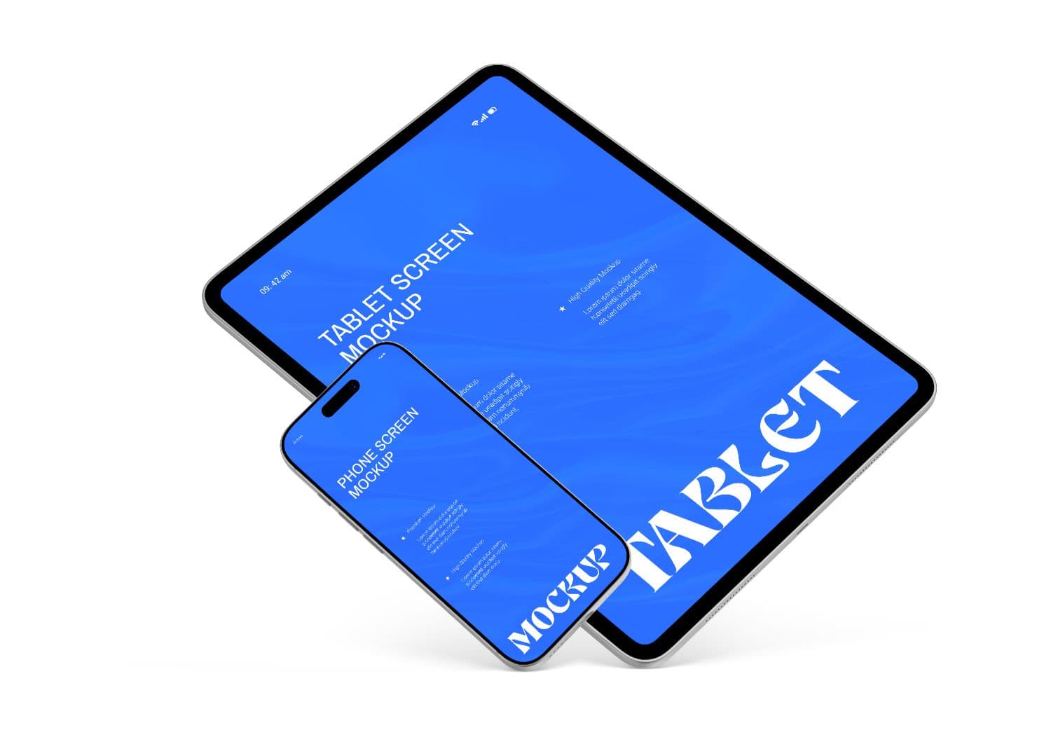 iPhone and iPad Mockup Set with Blue Screen