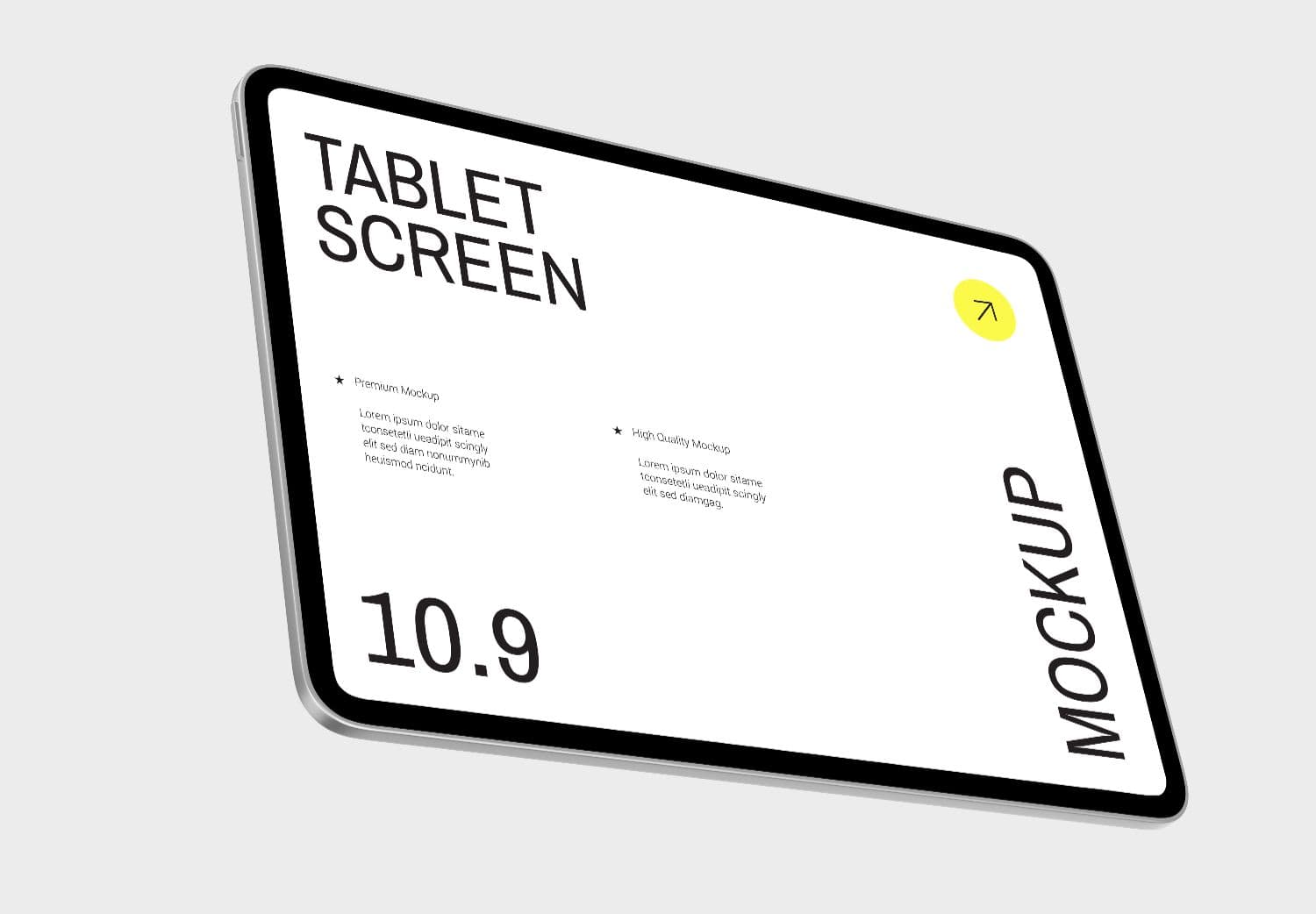 Realistic Tablet Screen Mockup 10.9 Inch Display