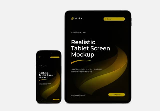 Dark Theme iPad and iPhone Mockup