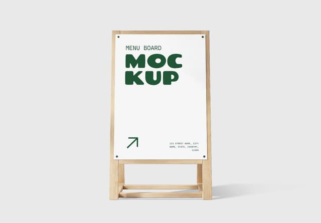 Wooden Restaurant Menu Board Mockup