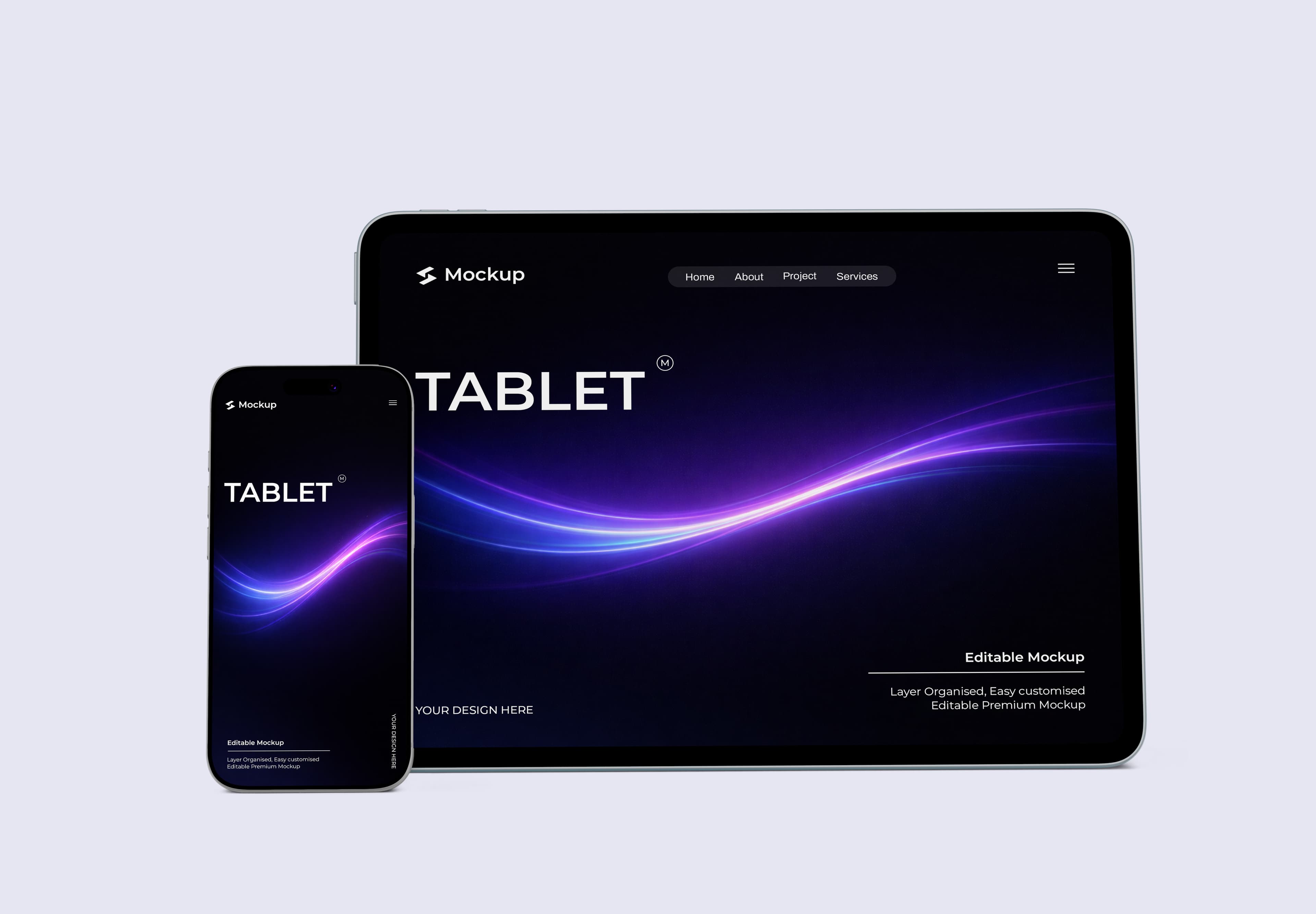 Apple iPad Tablet and iPhone Display Mockup