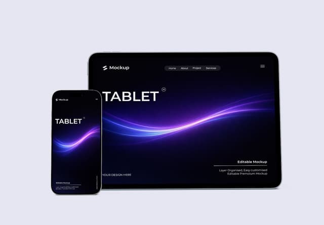 Apple iPad Tablet and iPhone Display Mockup