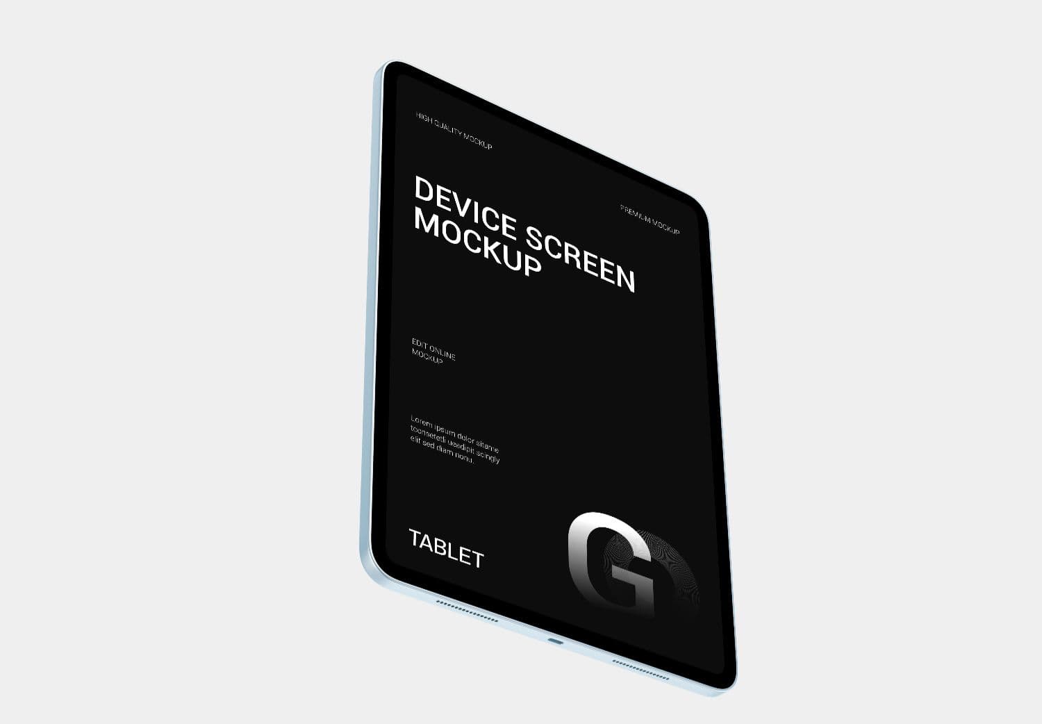 Realistic iPad Tablet Screen Mockup Vertical View
